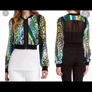 BCBG MaxAzria Nova Animal Print Bomber Jacket
